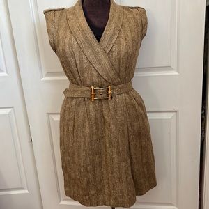 Milly of New York tan tweed belted dress Size 8